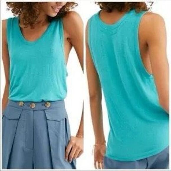 We The Free Take The Plunge Turquoise Tank Top - Picture 1 of 7